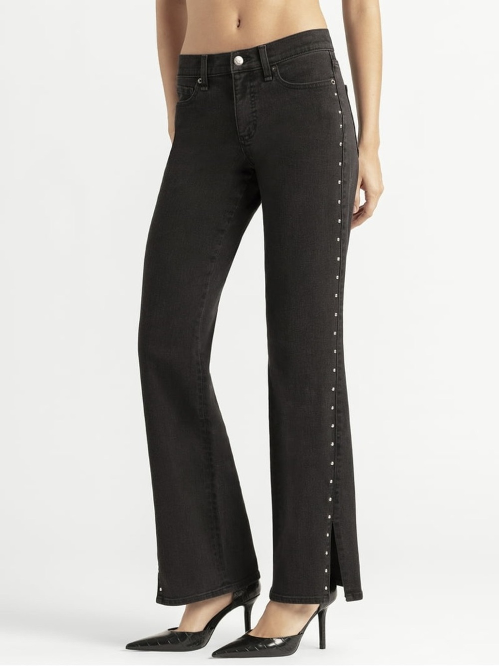 Jessica Simpson Rosa Studded Relaxed Straight Leg Jeans, Black Wash, Sz 6, NWT